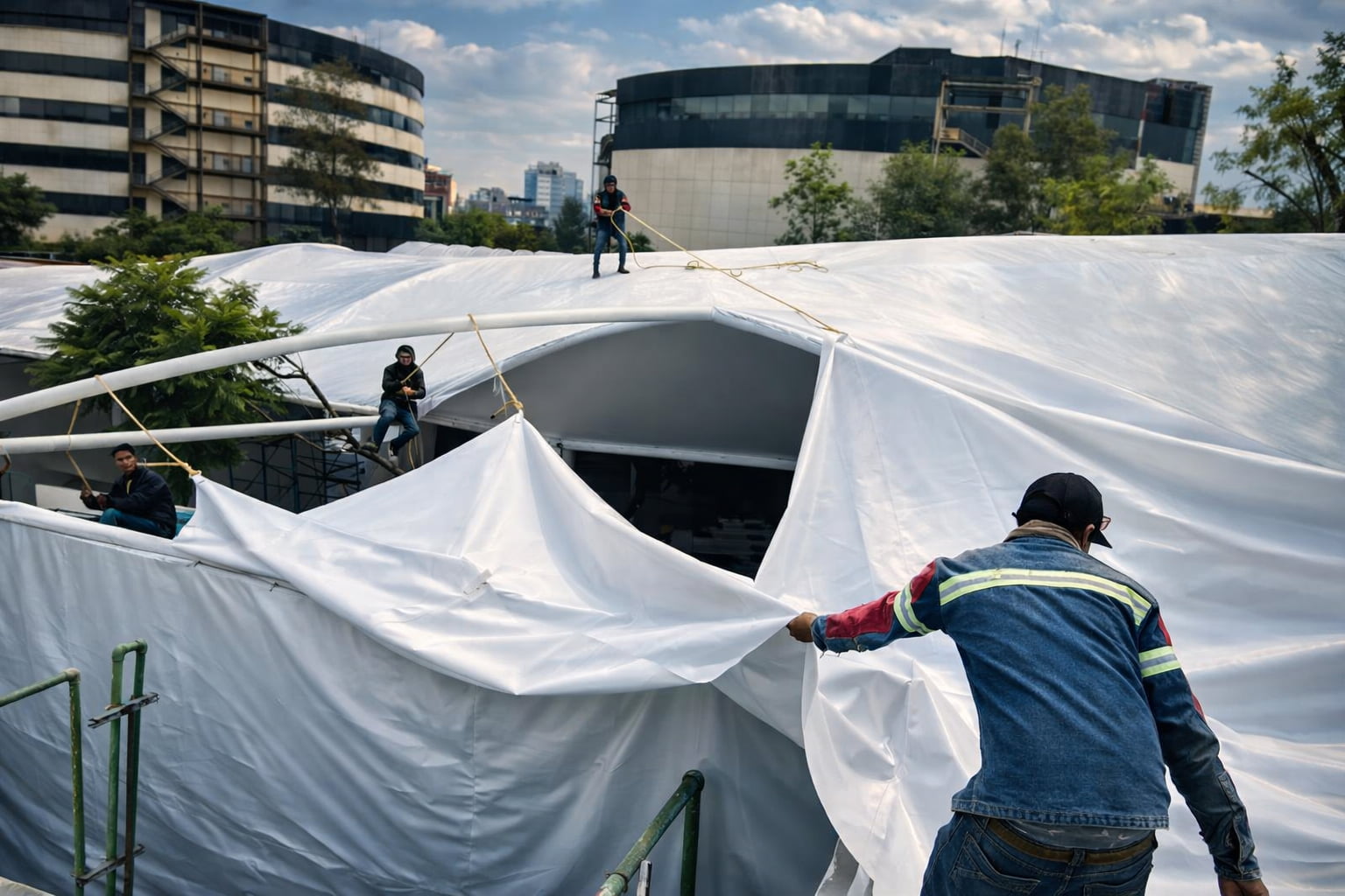 Servicio profesional de mantenimiento de velarias y lonarias modernas